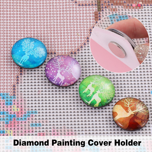 1Pc Cartoon Diamond Painting Magnet Cover Minders with Storage Box  Parchment Paper Cover Holder Cross Stitch